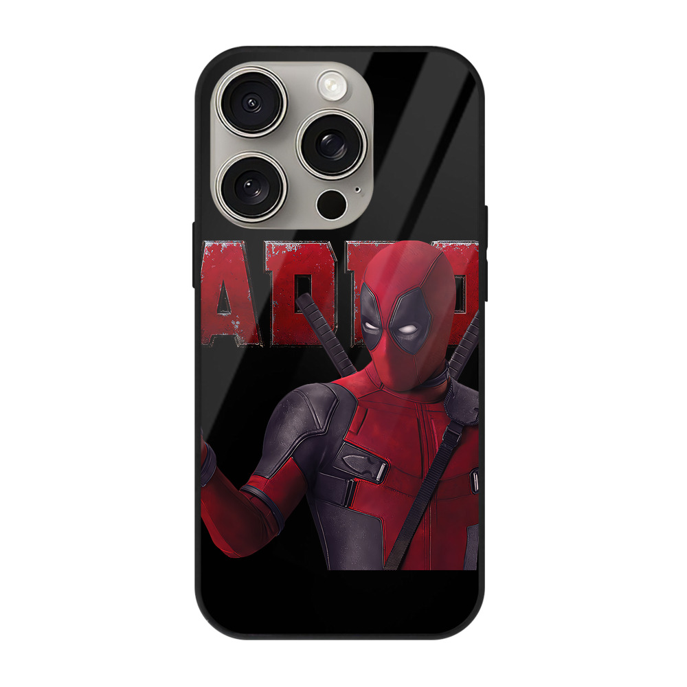 （画像用） Deadpool デッドプール 【iPhone15Pro対応】スマホケース 耐衝撃＆黄変防止 背面ガラス