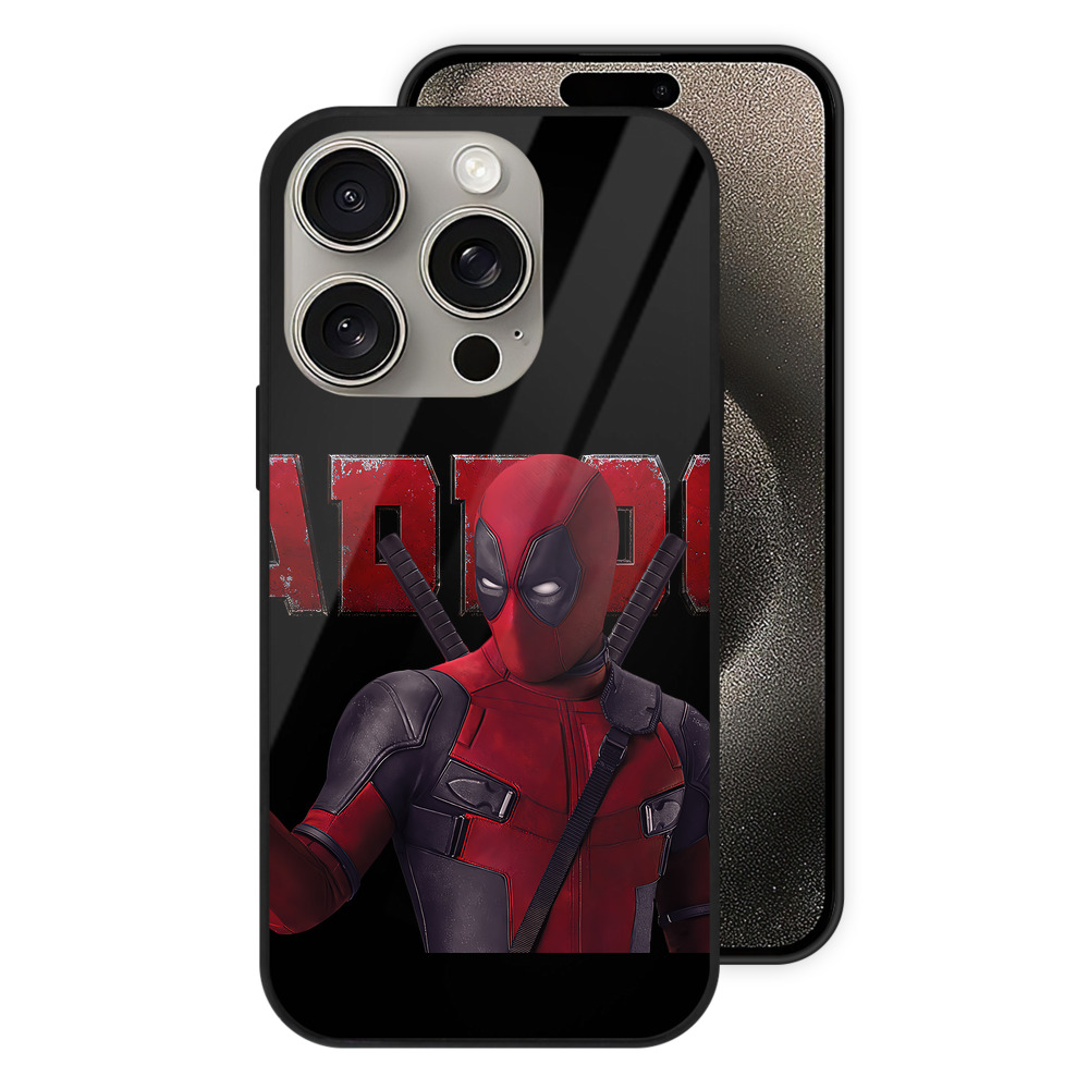 （画像用） Deadpool デッドプール 【iPhone15Pro対応】スマホケース 耐衝撃＆黄変防止 背面ガラス