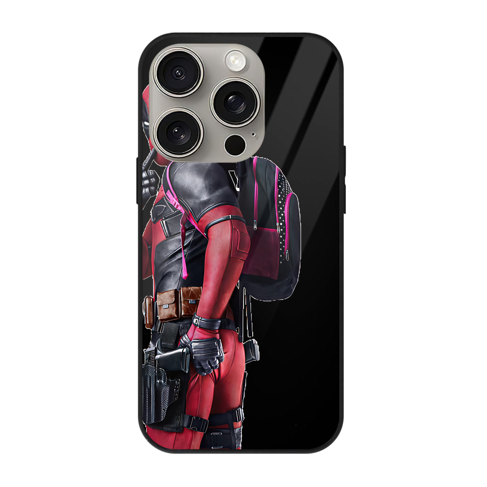 （画像用） Deadpool デッドプール 【iPhone15Pro対応】スマホケース 耐衝撃＆黄変防止 背面ガラス