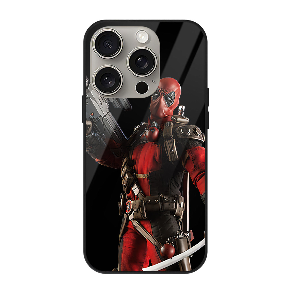（画像用） Deadpool デッドプール 【iPhone15Pro対応】スマホケース 耐衝撃＆黄変防止 背面ガラス