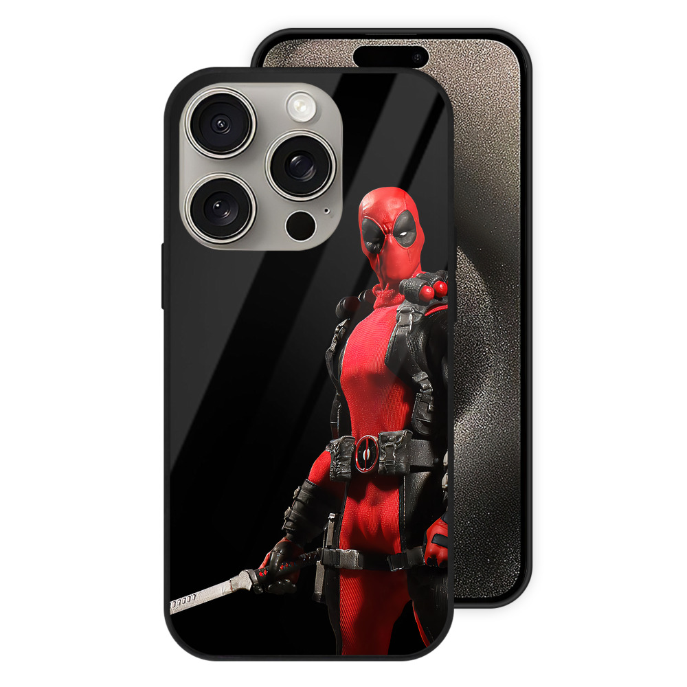（画像用） Deadpool デッドプール 【iPhone15Pro対応】スマホケース 耐衝撃＆黄変防止 背面ガラス