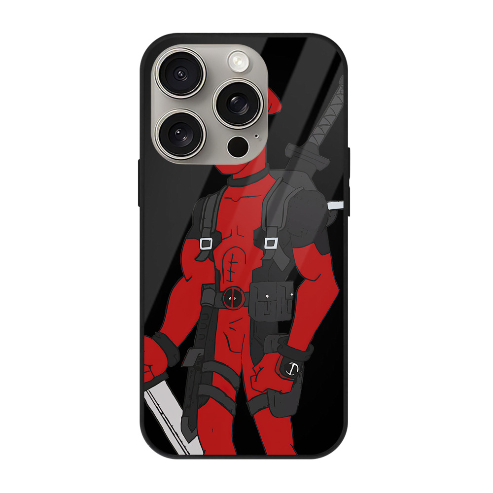 （画像用） Deadpool デッドプール 【iPhone15Pro対応】スマホケース 耐衝撃＆黄変防止 背面ガラス