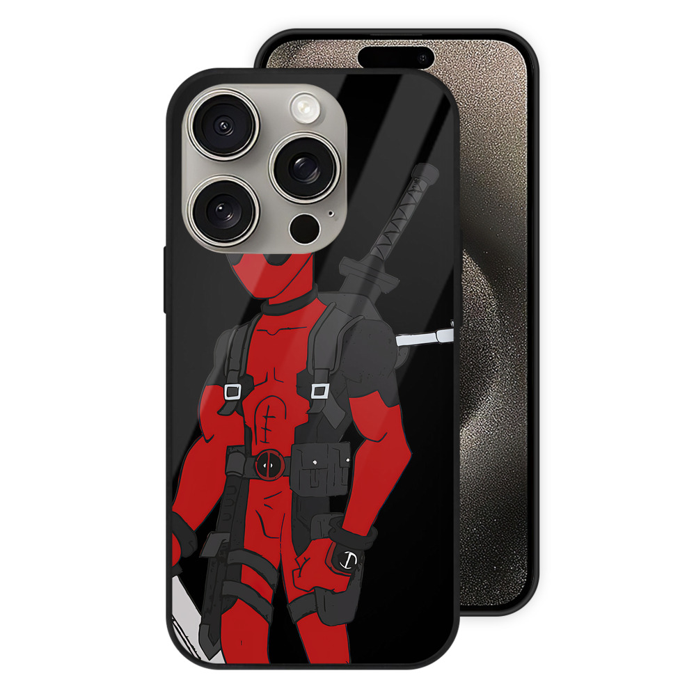 （画像用） Deadpool デッドプール 【iPhone15Pro対応】スマホケース 耐衝撃＆黄変防止 背面ガラス