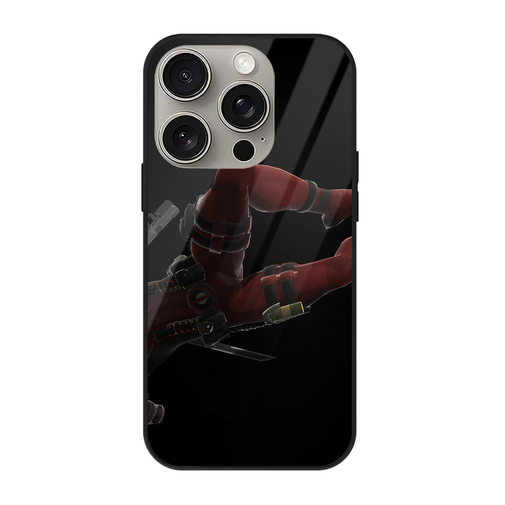 （画像用） Deadpool デッドプール 【iPhone15Pro対応】スマホケース 耐衝撃＆黄変防止 背面ガラス