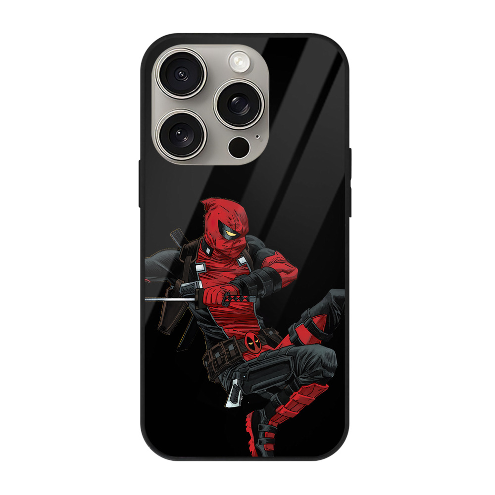（画像用） Deadpool デッドプール 【iPhone15Pro対応】スマホケース 耐衝撃＆黄変防止 背面ガラス