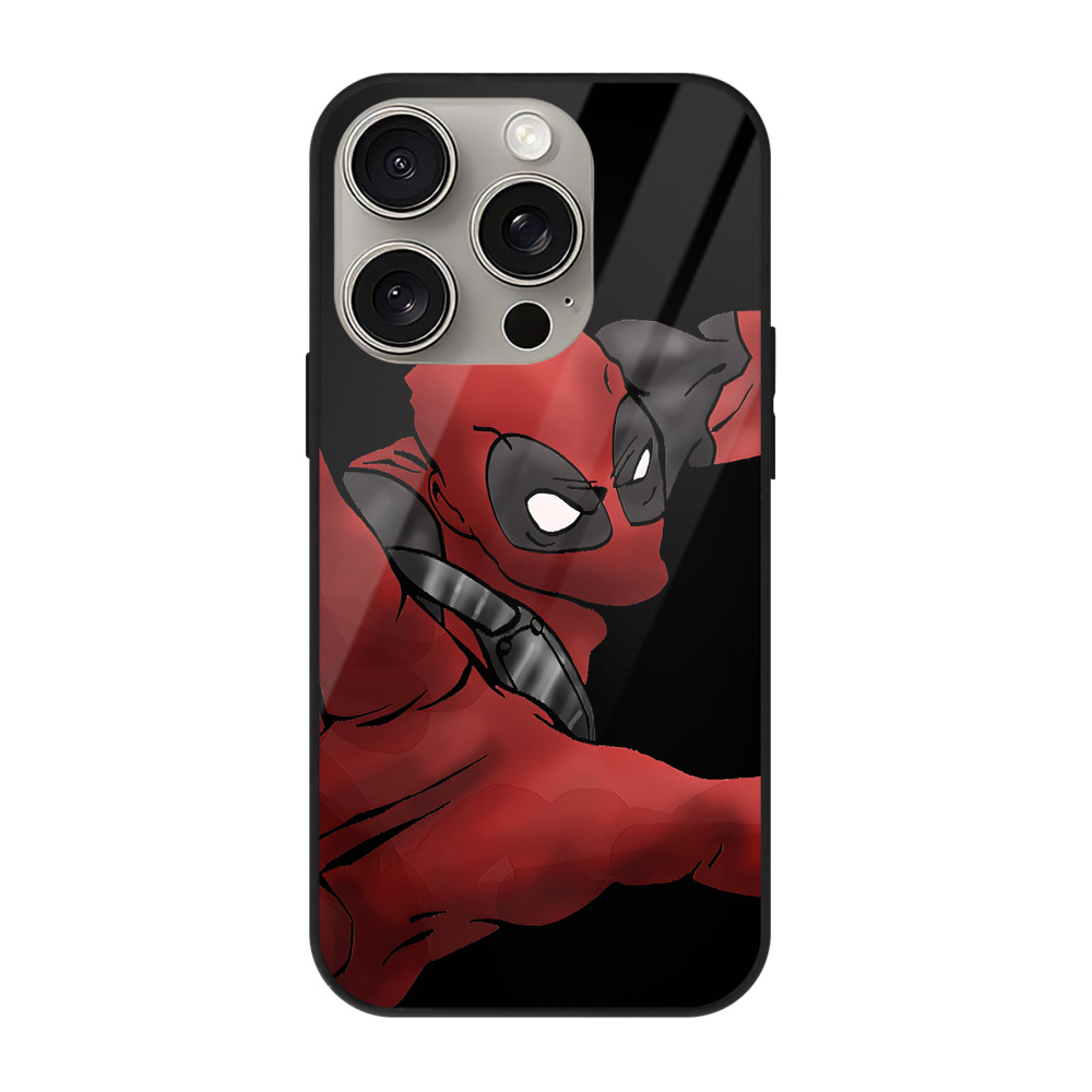 （画像用） Deadpool デッドプール 【iPhone15Pro対応】スマホケース 耐衝撃＆黄変防止 背面ガラス