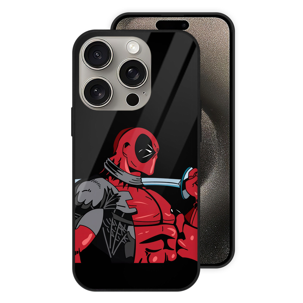 （画像用） Deadpool デッドプール 【iPhone15Pro対応】スマホケース 耐衝撃＆黄変防止 背面ガラス