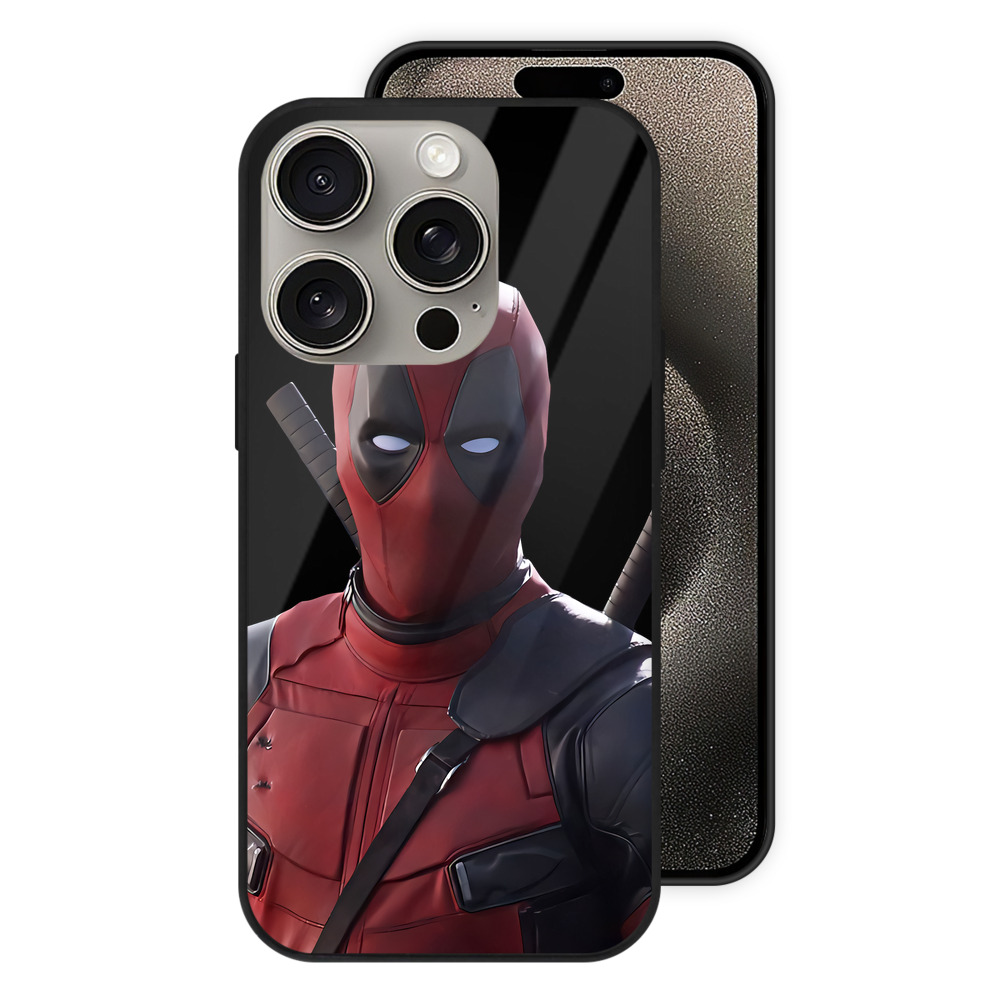 （画像用） Deadpool デッドプール 【iPhone15Pro対応】スマホケース 耐衝撃＆黄変防止 背面ガラス