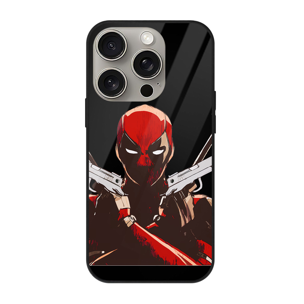 （画像用） Deadpool デッドプール 【iPhone15Pro対応】スマホケース 耐衝撃＆黄変防止 背面ガラス
