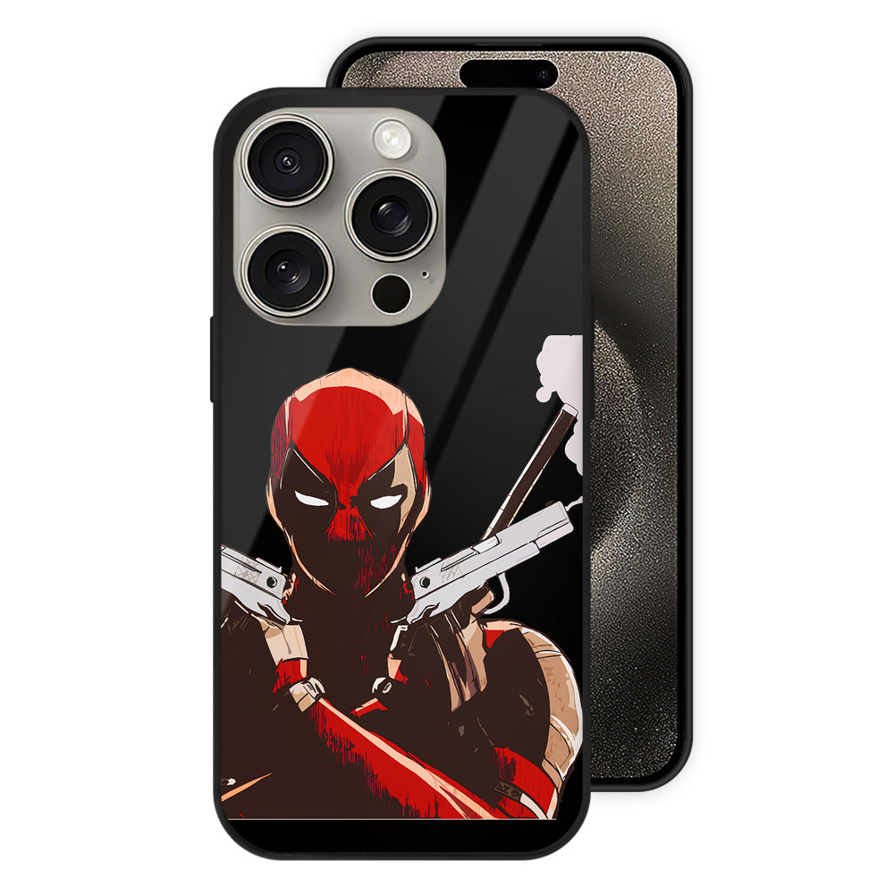 （画像用） Deadpool デッドプール 【iPhone15Pro対応】スマホケース 耐衝撃＆黄変防止 背面ガラス