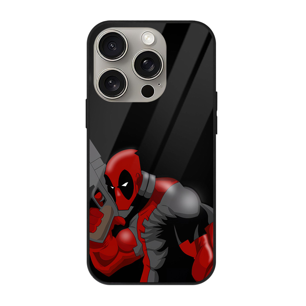 （画像用） Deadpool デッドプール 【iPhone15Pro対応】スマホケース 耐衝撃＆黄変防止 背面ガラス