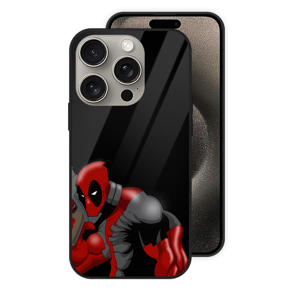 （画像用） Deadpool デッドプール 【iPhone15Pro対応】スマホケース 耐衝撃＆黄変防止 背面ガラス