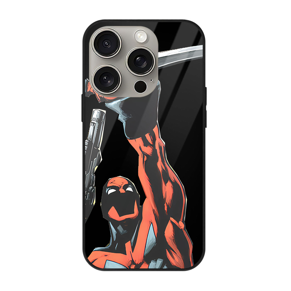 （画像用） Deadpool デッドプール 【iPhone15Pro対応】スマホケース 耐衝撃＆黄変防止 背面ガラス