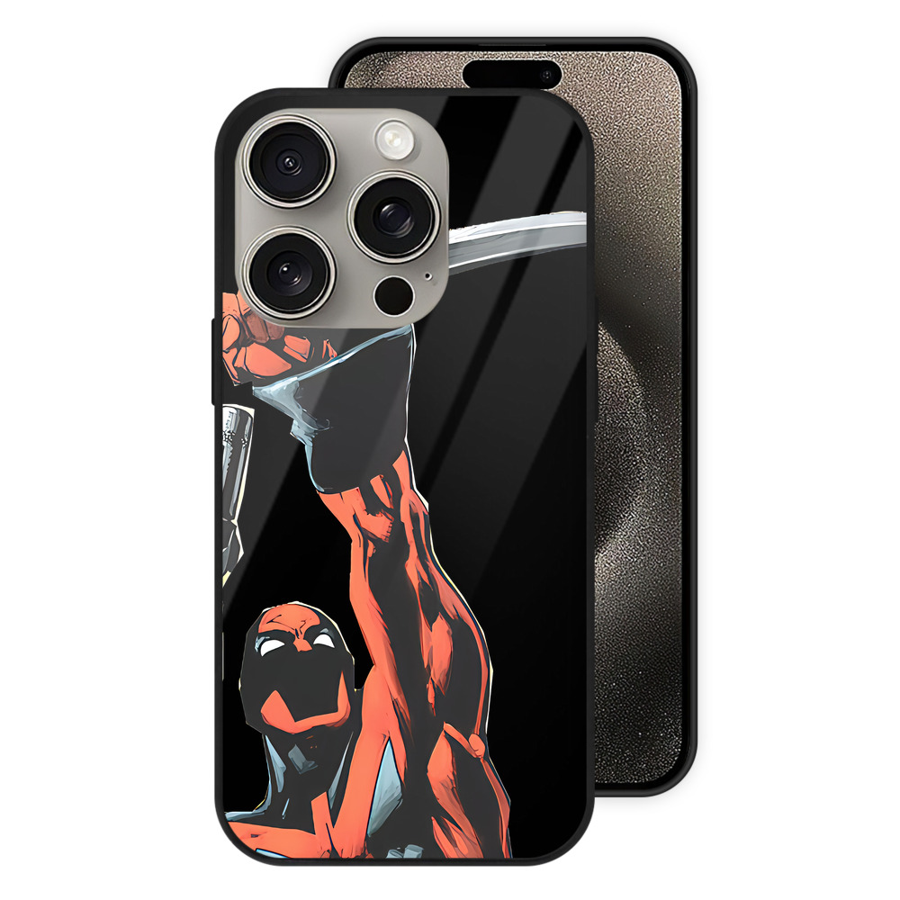 （画像用） Deadpool デッドプール 【iPhone15Pro対応】スマホケース 耐衝撃＆黄変防止 背面ガラス