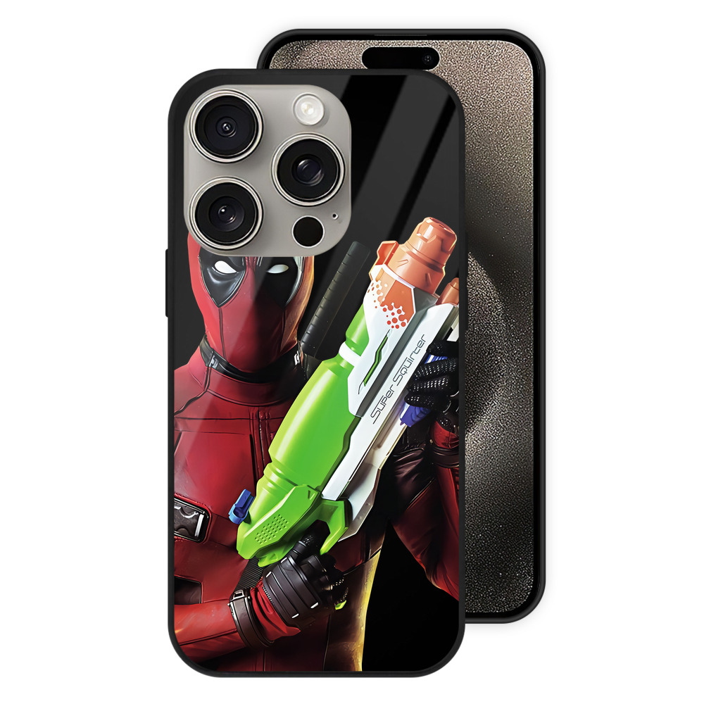 （画像用） Deadpool デッドプール 【iPhone15Pro対応】スマホケース 耐衝撃＆黄変防止 背面ガラス
