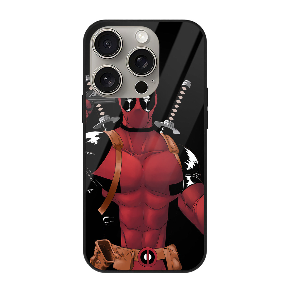 （画像用） Deadpool デッドプール 【iPhone15Pro対応】スマホケース 耐衝撃＆黄変防止 背面ガラス