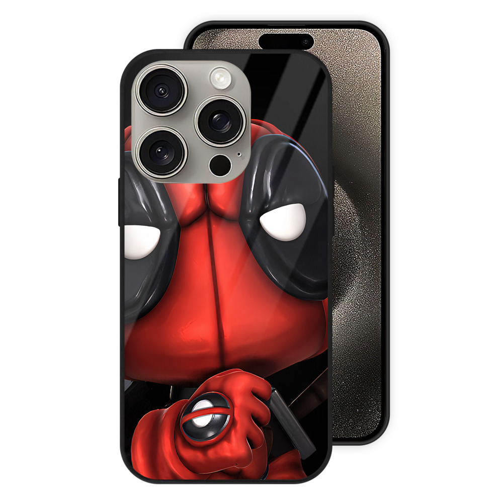 （画像用） Deadpool デッドプール 【iPhone15Pro対応】スマホケース 耐衝撃＆黄変防止 背面ガラス