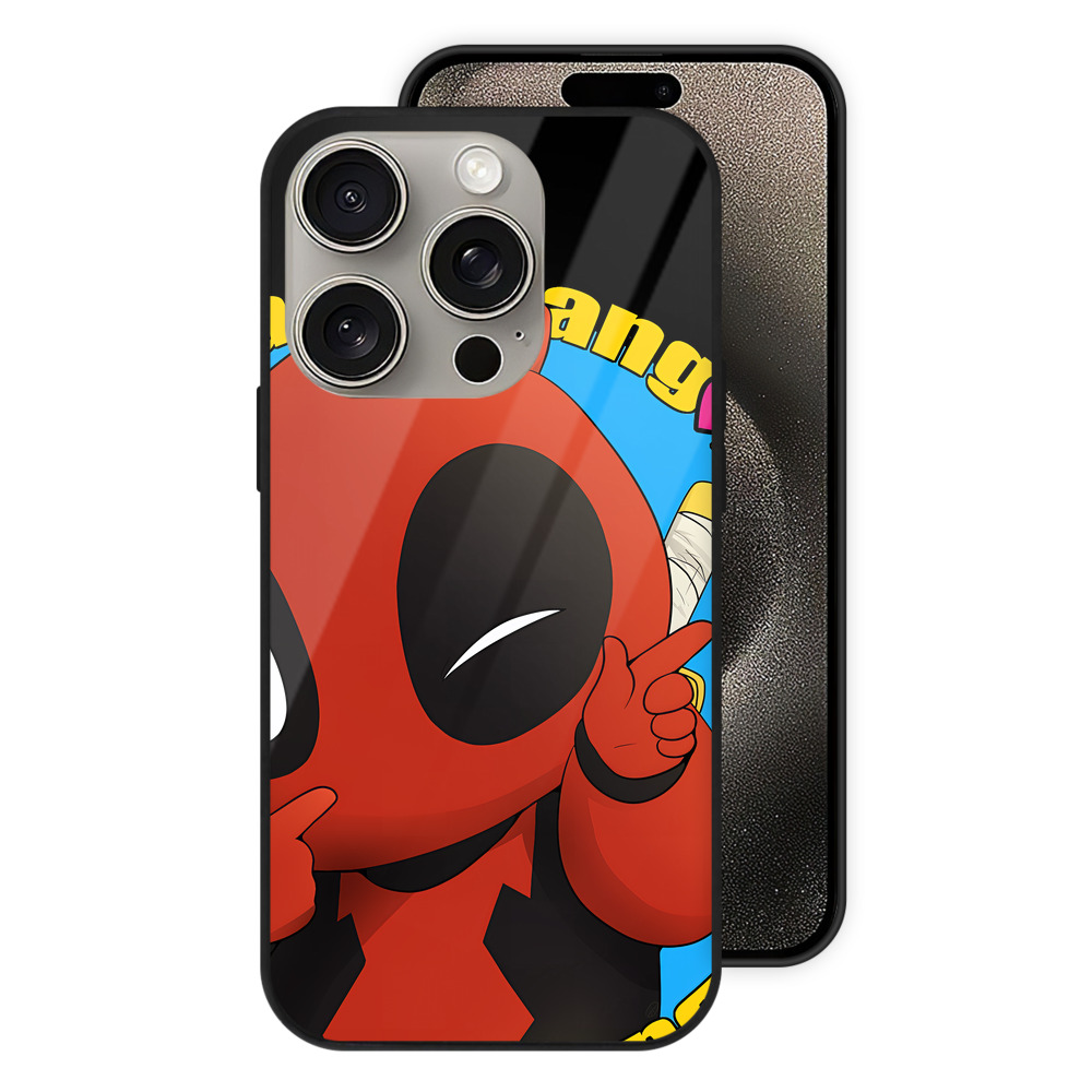 （画像用） Deadpool デッドプール 【iPhone15Pro対応】スマホケース 耐衝撃＆黄変防止 背面ガラス