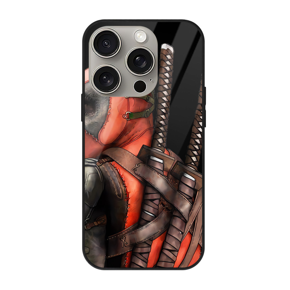 （画像用） Deadpool デッドプール 【iPhone15Pro対応】スマホケース 耐衝撃＆黄変防止 背面ガラス