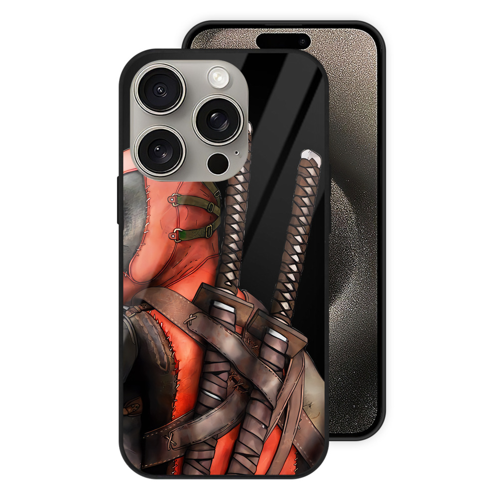 （画像用） Deadpool デッドプール 【iPhone15Pro対応】スマホケース 耐衝撃＆黄変防止 背面ガラス