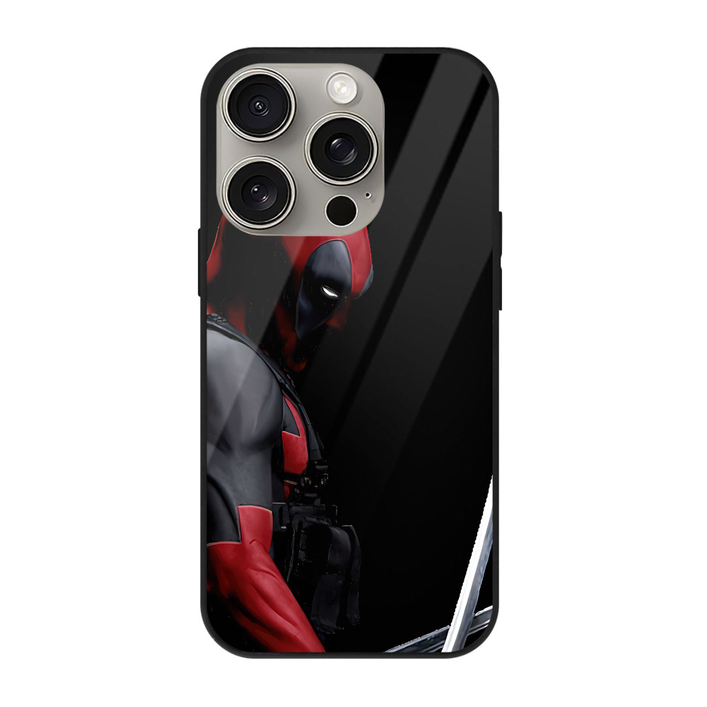 （画像用） Deadpool デッドプール 【iPhone15Pro対応】スマホケース 耐衝撃＆黄変防止 背面ガラス