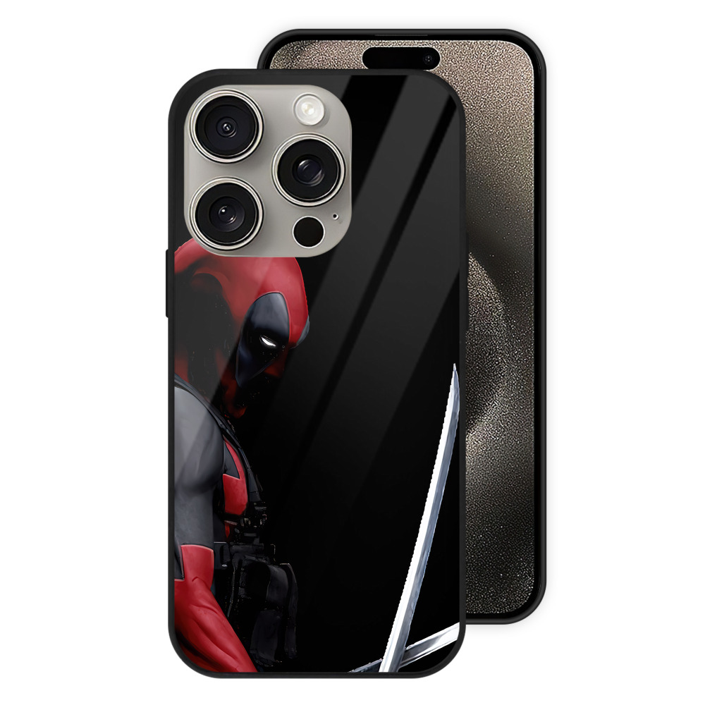 （画像用） Deadpool デッドプール 【iPhone15Pro対応】スマホケース 耐衝撃＆黄変防止 背面ガラス