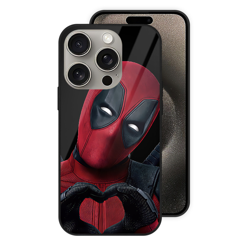 （画像用） Deadpool デッドプール 【iPhone15Pro対応】スマホケース 耐衝撃＆黄変防止 背面ガラス