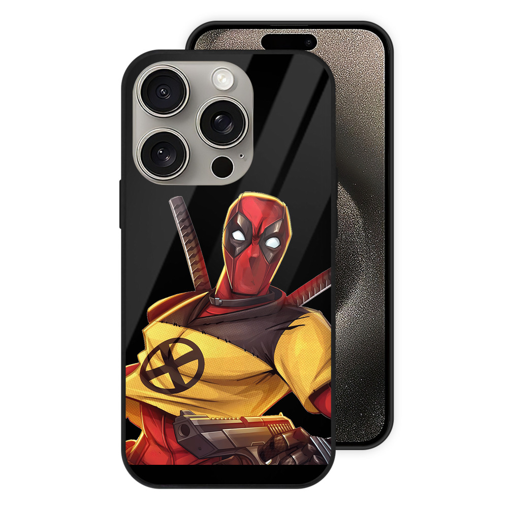 （画像用） Deadpool デッドプール 【iPhone15Pro対応】スマホケース 耐衝撃＆黄変防止 背面ガラス