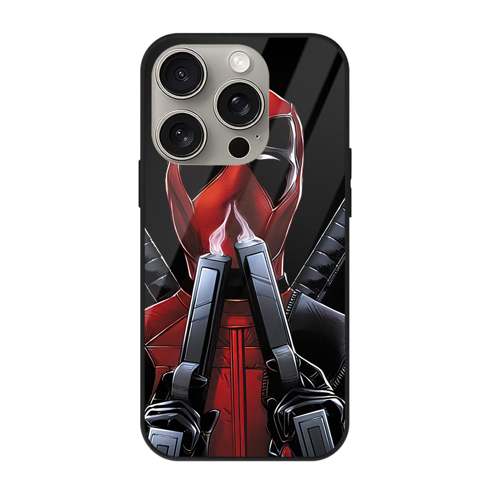 （画像用） Deadpool デッドプール 【iPhone15Pro対応】スマホケース 耐衝撃＆黄変防止 背面ガラス