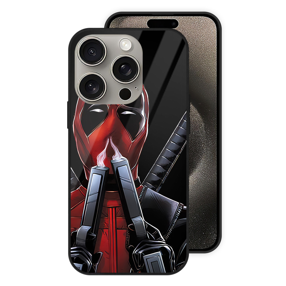 （画像用） Deadpool デッドプール 【iPhone15Pro対応】スマホケース 耐衝撃＆黄変防止 背面ガラス