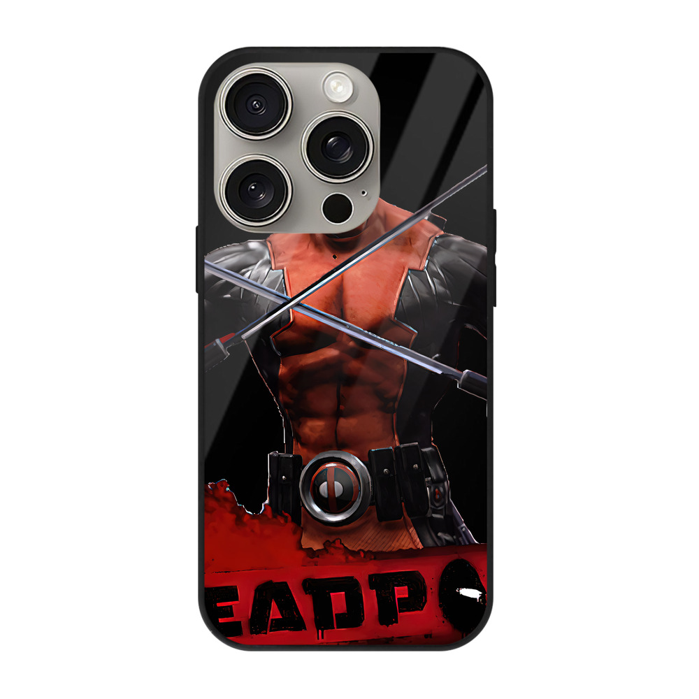 （画像用） Deadpool デッドプール 【iPhone15Pro対応】スマホケース 耐衝撃＆黄変防止 背面ガラス