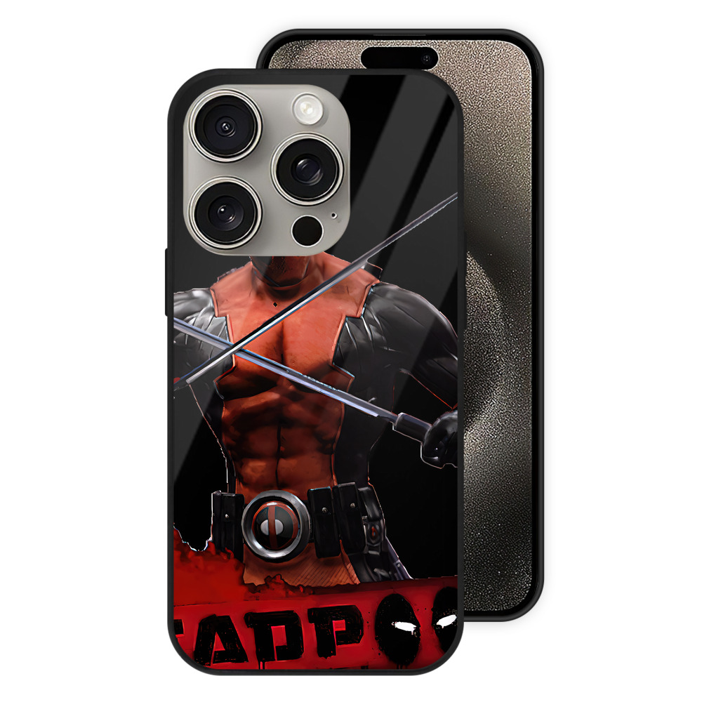 （画像用） Deadpool デッドプール 【iPhone15Pro対応】スマホケース 耐衝撃＆黄変防止 背面ガラス