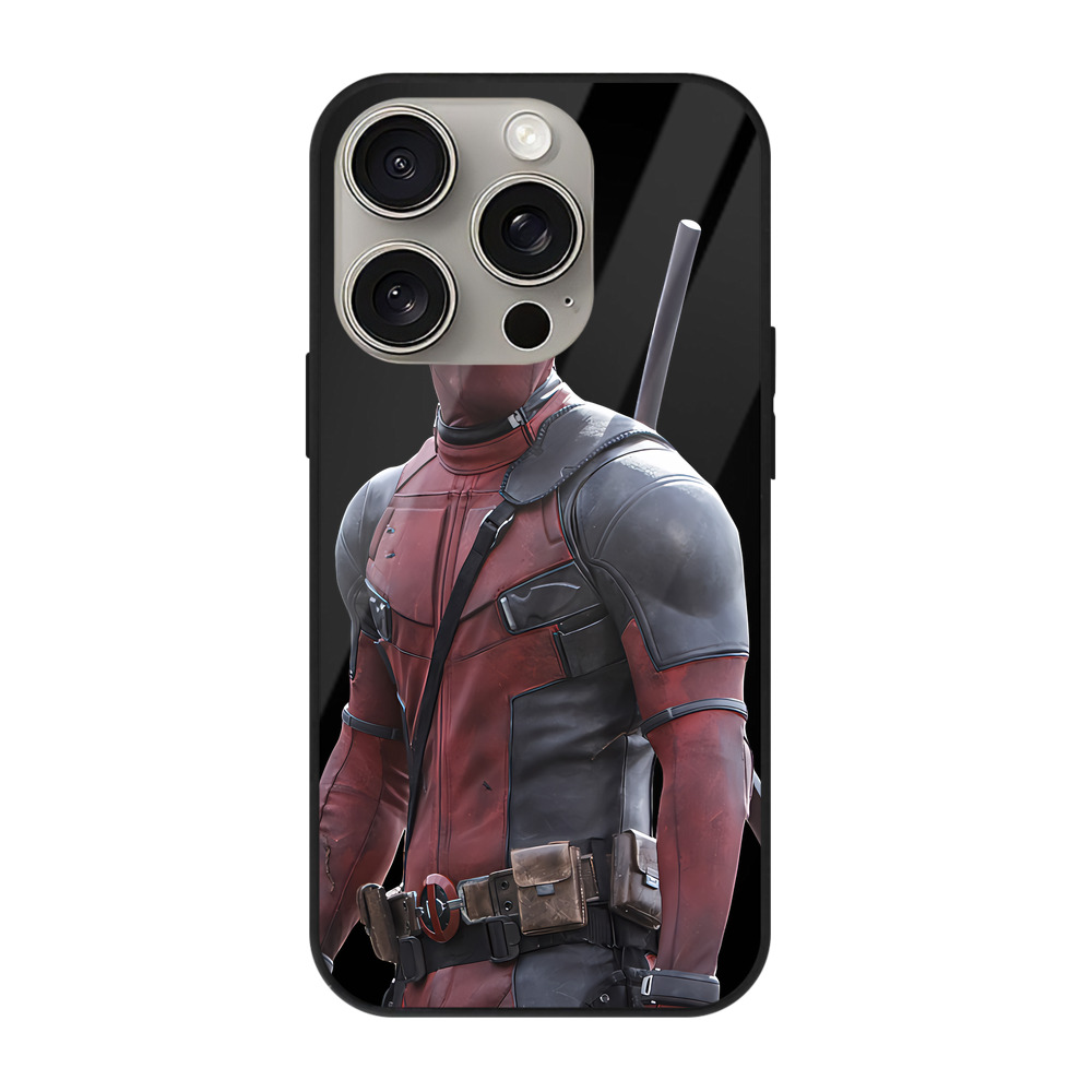 （画像用） Deadpool デッドプール 【iPhone15Pro対応】スマホケース 耐衝撃＆黄変防止 背面ガラス