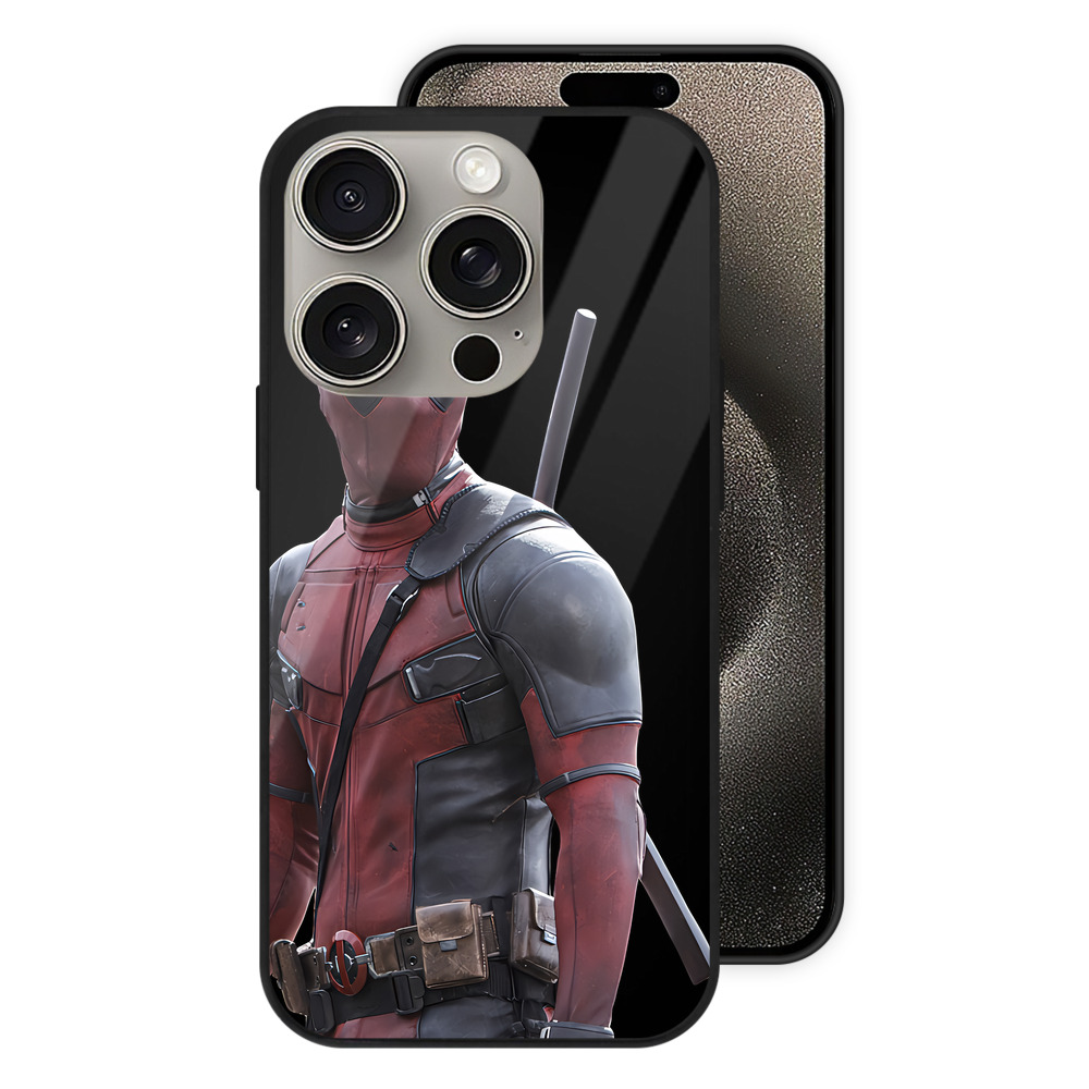 （画像用） Deadpool デッドプール 【iPhone15Pro対応】スマホケース 耐衝撃＆黄変防止 背面ガラス