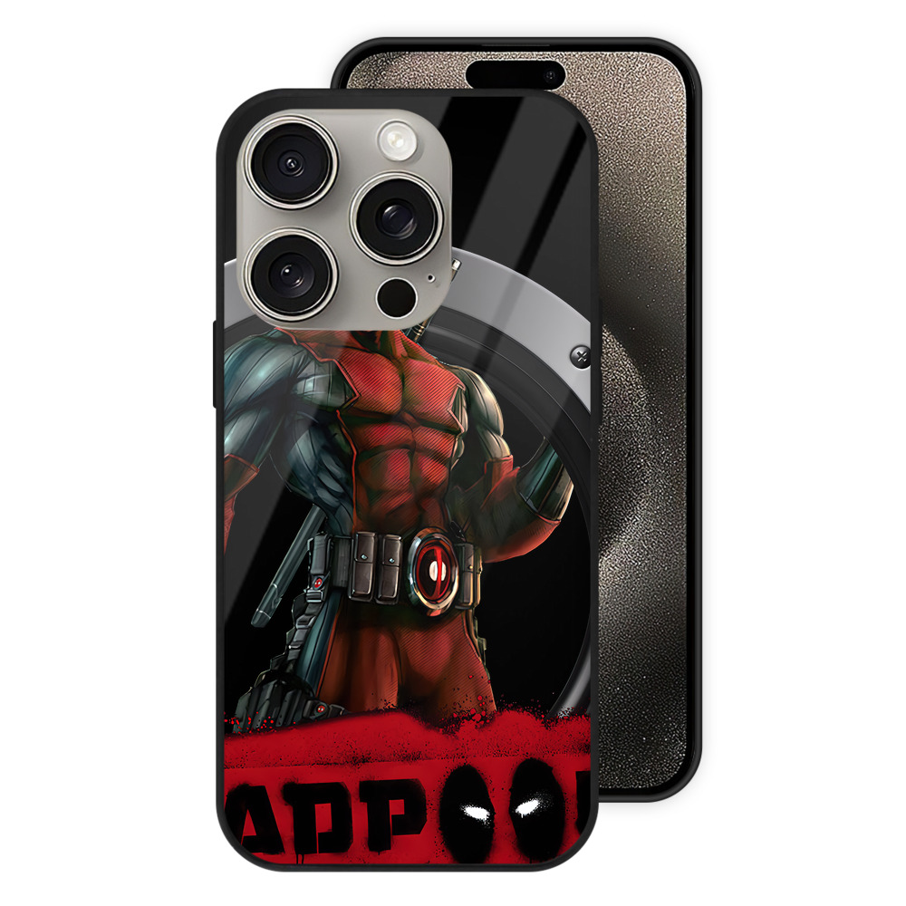 （画像用） Deadpool デッドプール 【iPhone15Pro対応】スマホケース 耐衝撃＆黄変防止 背面ガラス