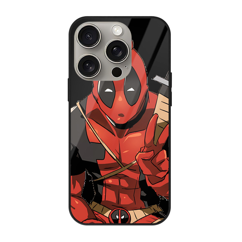 （画像用） Deadpool デッドプール 【iPhone15Pro対応】スマホケース 耐衝撃＆黄変防止 背面ガラス