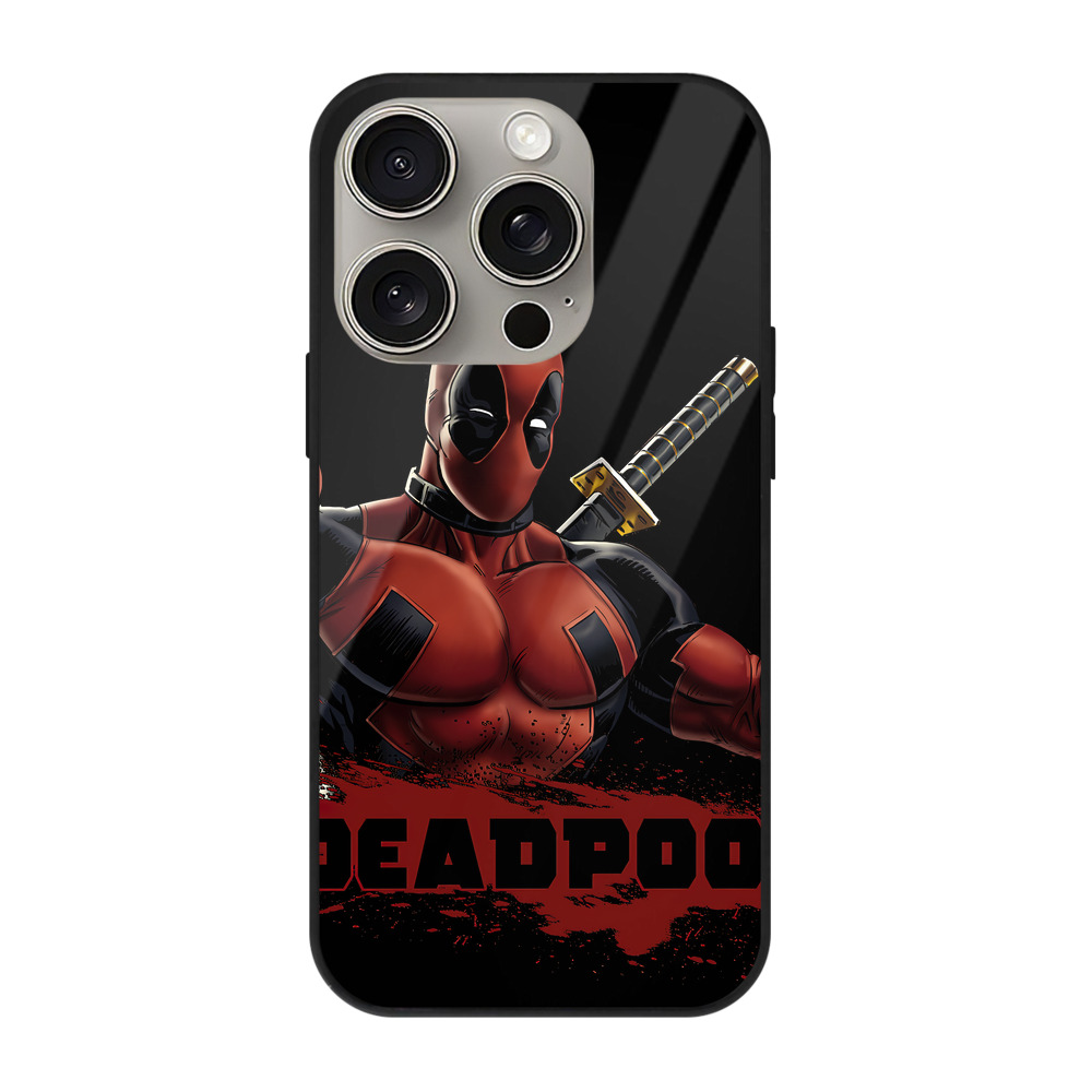（画像用） Deadpool デッドプール 【iPhone15Pro対応】スマホケース 耐衝撃＆黄変防止 背面ガラス