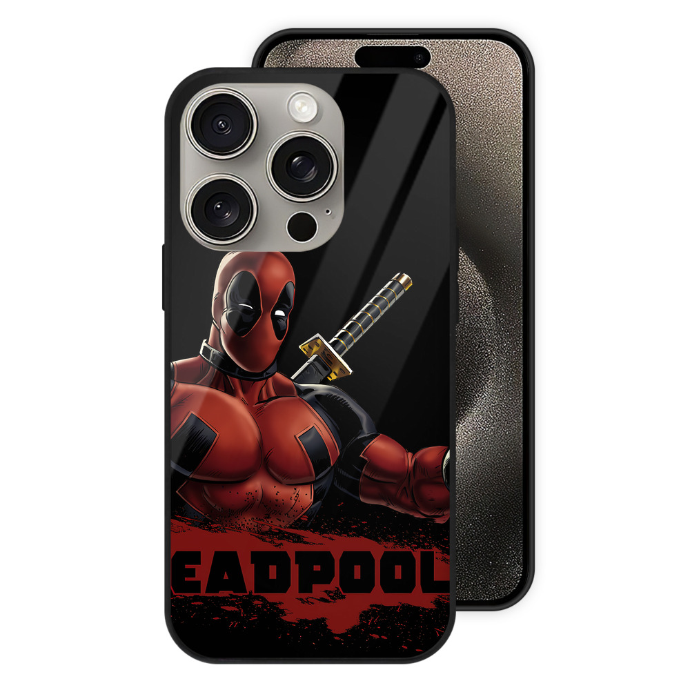 （画像用） Deadpool デッドプール 【iPhone15Pro対応】スマホケース 耐衝撃＆黄変防止 背面ガラス
