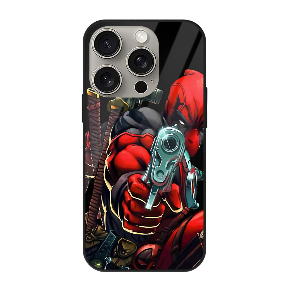 （画像用） Deadpool デッドプール 【iPhone15Pro対応】スマホケース 耐衝撃＆黄変防止 背面ガラス