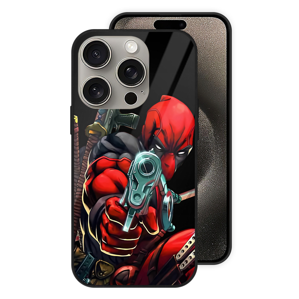 （画像用） Deadpool デッドプール 【iPhone15Pro対応】スマホケース 耐衝撃＆黄変防止 背面ガラス