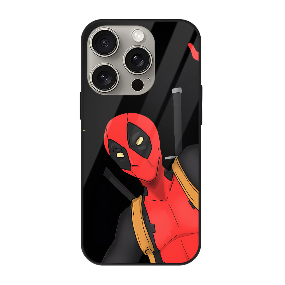 （画像用） Deadpool デッドプール 【iPhone15Pro対応】スマホケース 耐衝撃＆黄変防止 背面ガラス