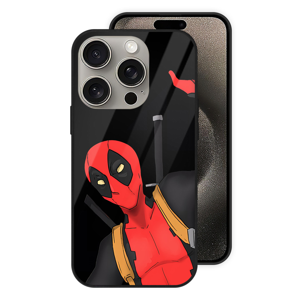 （画像用） Deadpool デッドプール 【iPhone15Pro対応】スマホケース 耐衝撃＆黄変防止 背面ガラス