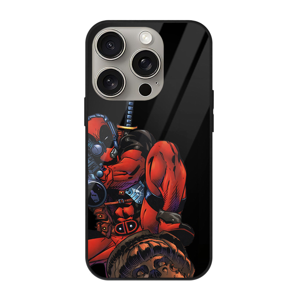（画像用） Deadpool デッドプール 【iPhone15Pro対応】スマホケース 耐衝撃＆黄変防止 背面ガラス