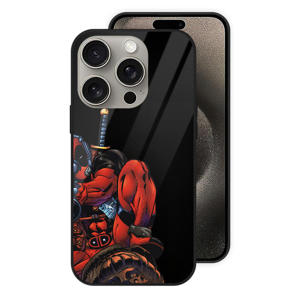（画像用） Deadpool デッドプール 【iPhone15Pro対応】スマホケース 耐衝撃＆黄変防止 背面ガラス