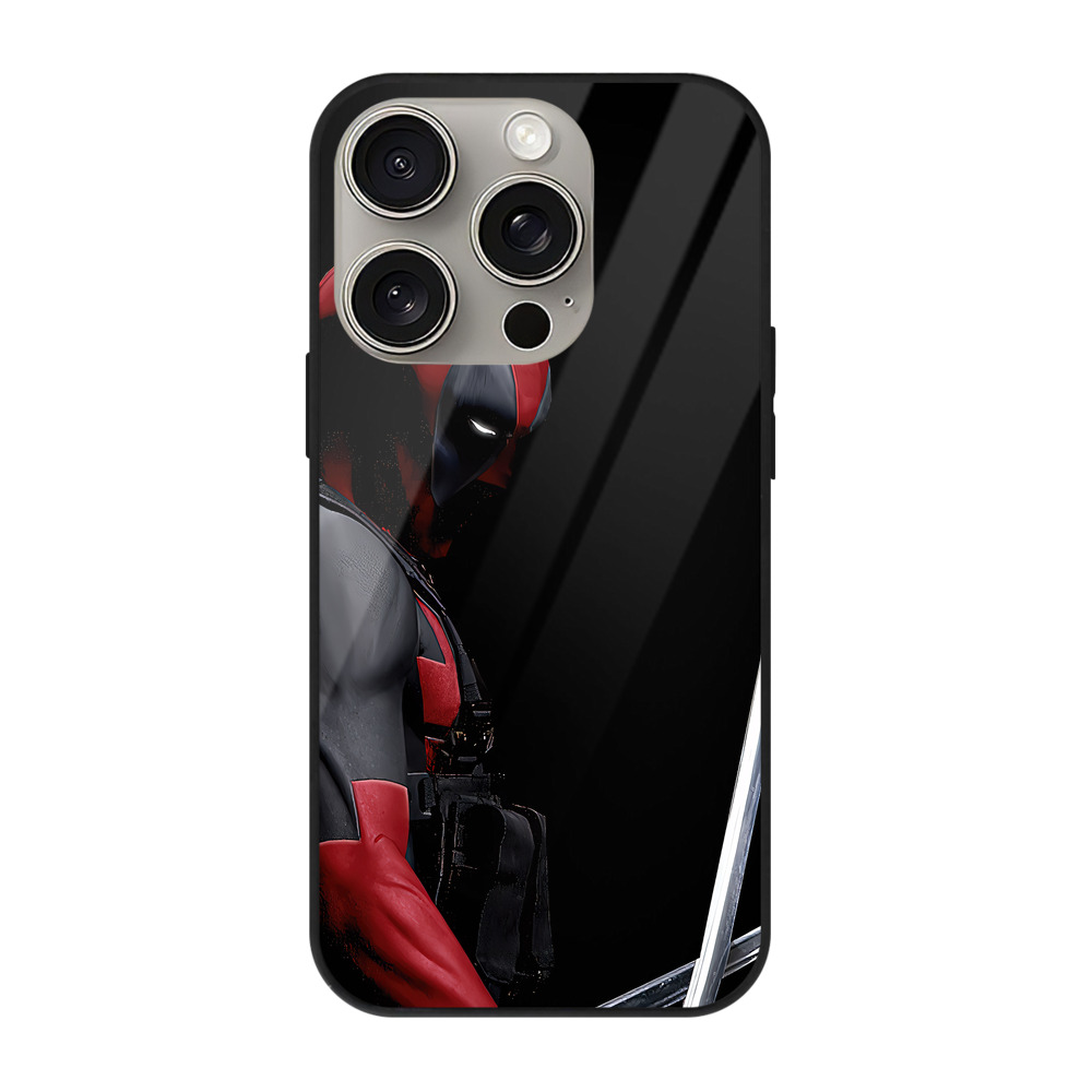 （画像用） Deadpool デッドプール 【iPhone15Pro対応】スマホケース 耐衝撃＆黄変防止 背面ガラス