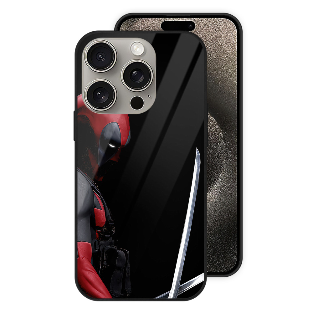 （画像用） Deadpool デッドプール 【iPhone15Pro対応】スマホケース 耐衝撃＆黄変防止 背面ガラス