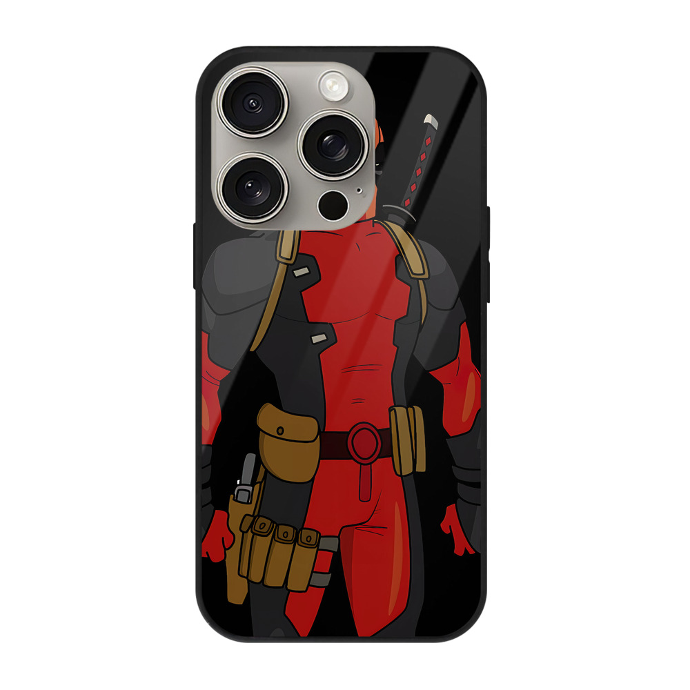 （画像用） Deadpool デッドプール 【iPhone15Pro対応】スマホケース 耐衝撃＆黄変防止 背面ガラス