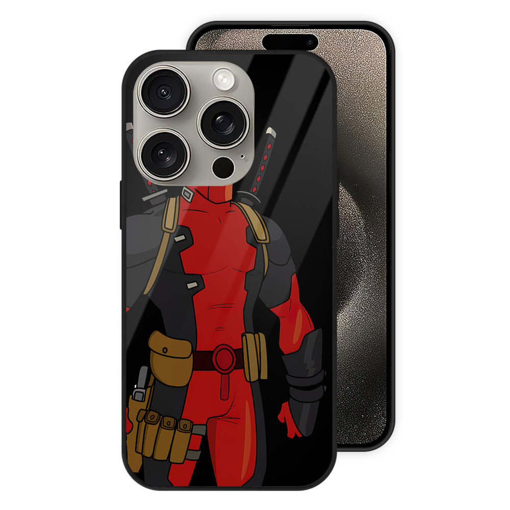 （画像用） Deadpool デッドプール 【iPhone15Pro対応】スマホケース 耐衝撃＆黄変防止 背面ガラス