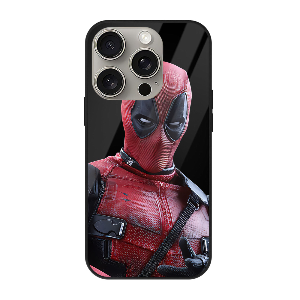 （画像用） Deadpool デッドプール 【iPhone15Pro対応】スマホケース 耐衝撃＆黄変防止 背面ガラス