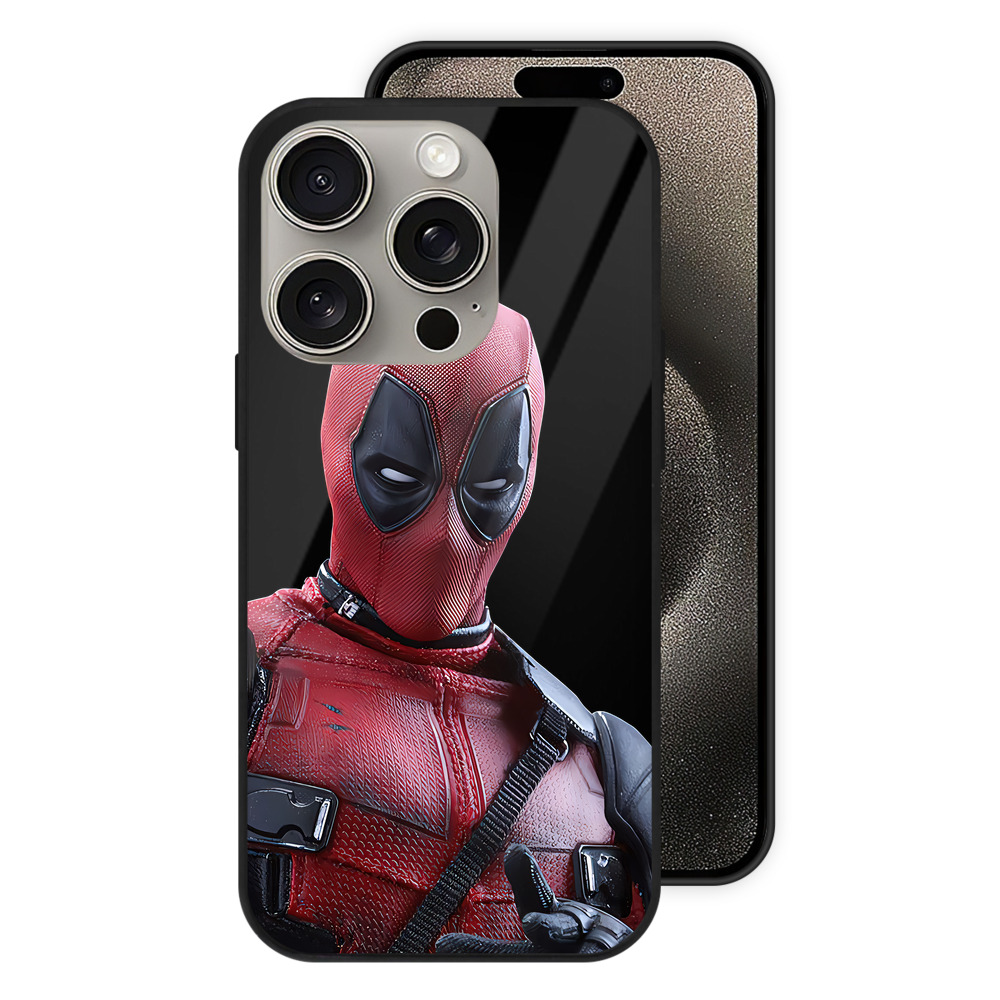 （画像用） Deadpool デッドプール 【iPhone15Pro対応】スマホケース 耐衝撃＆黄変防止 背面ガラス